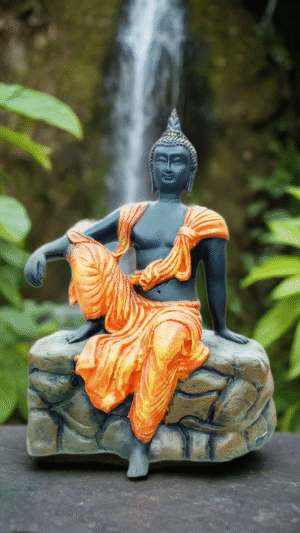 VIBRANT ORANGE BUDDHA STATUE