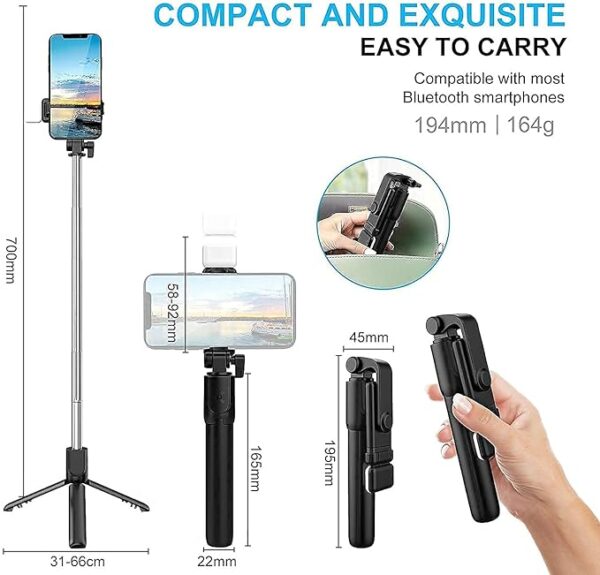 Selfie Sticks with Remote and Selfie Light - Image 3