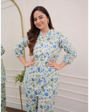 Flower Printed Kurta Pant Co-ord SetÂ