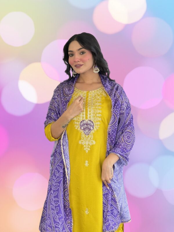 Elegant Vichitra Silk Kurti Set with Chinon Dupatta