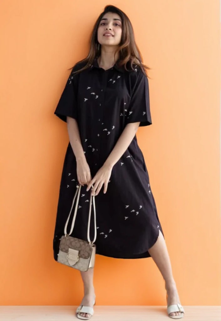 Stylish Cotton Blend Puff Sleeves Midi Kurti Set for Women Stylish Cotton Blend Puff Sleeves Midi Kurti Set for Women