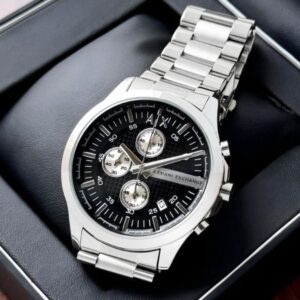 Men's 43mm stainless steel chronograph watch with date display (1) min