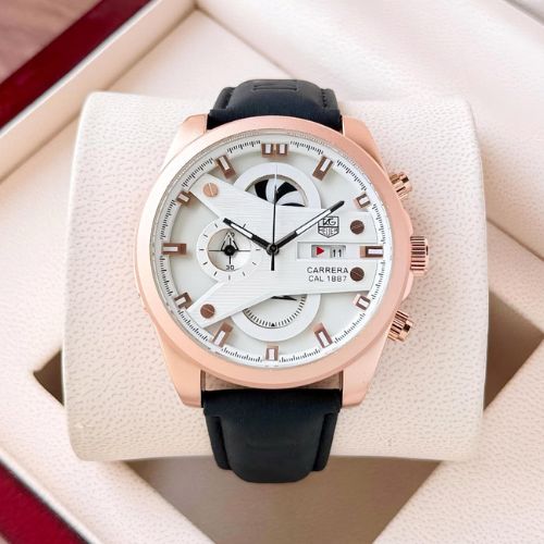 cr7 chronograph sport watch for men 44mm black dial & rose gold case cr7 chronograph sport watch for men 44mm black dial & rose gold case