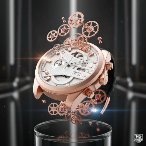 cr7 chronograph sport watch for men 44mm black dial & rose gold case cr7 chronograph sport watch for men 44mm black dial & rose gold case