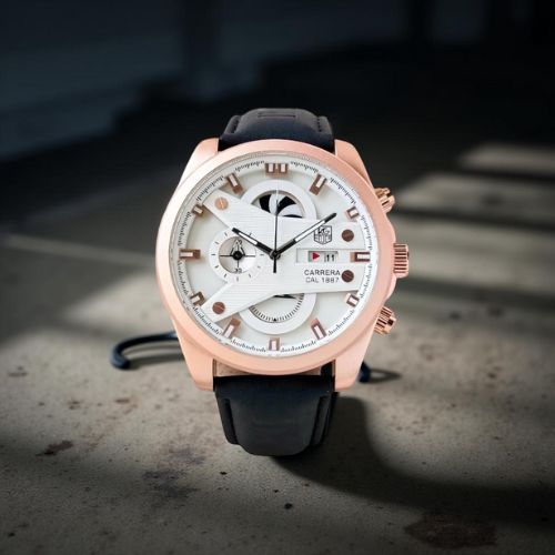 cr7 chronograph sport watch for men 44mm black dial & rose gold case cr7 chronograph sport watch for men 44mm black dial & rose gold case