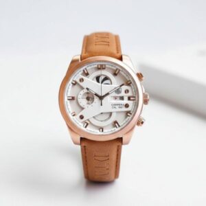cr7 chronograph sport watch for men 44mm gold dial & rose gold case