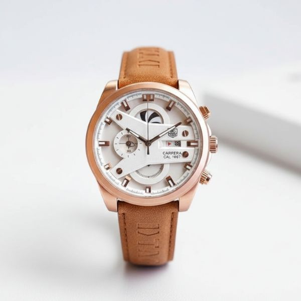 cr7 chronograph sport watch for men 44mm gold dial & rose gold case cr7 chronograph sport watch for men 44mm gold dial & rose gold case